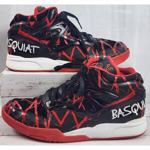 Basquiat Red/Black High Top Basketball Pump Up Swiss Beat Sneaker, Men's Size 12